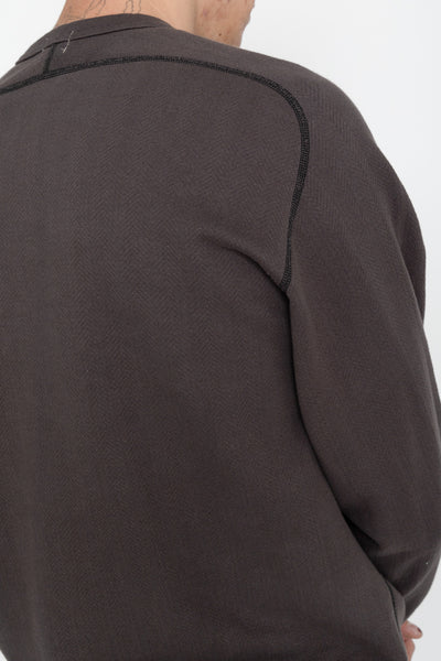 Herringbone Pile Raglan Crewneck - Antique Black