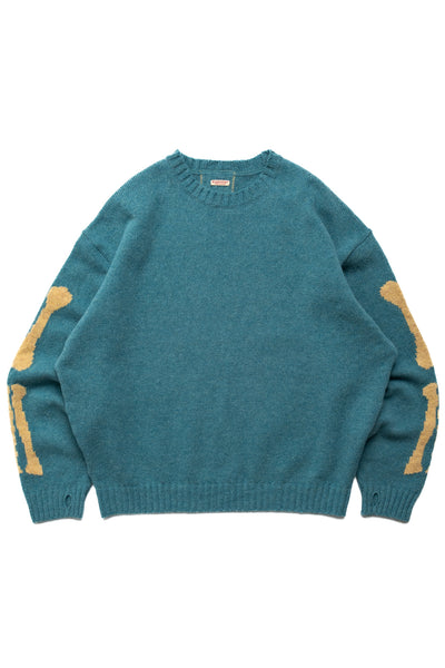 5G Wool BONE Crew Sweater - Sax