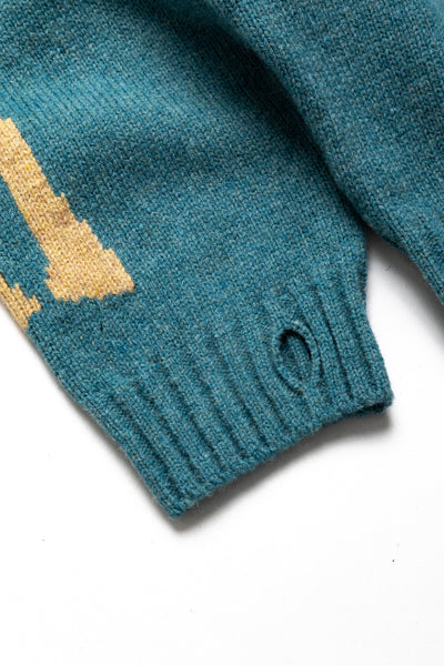 5G Wool BONE Crew Sweater - Sax