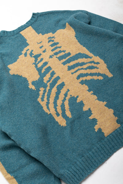 5G Wool BONE Crew Sweater - Sax