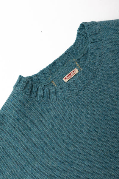 5G Wool BONE Crew Sweater - Sax