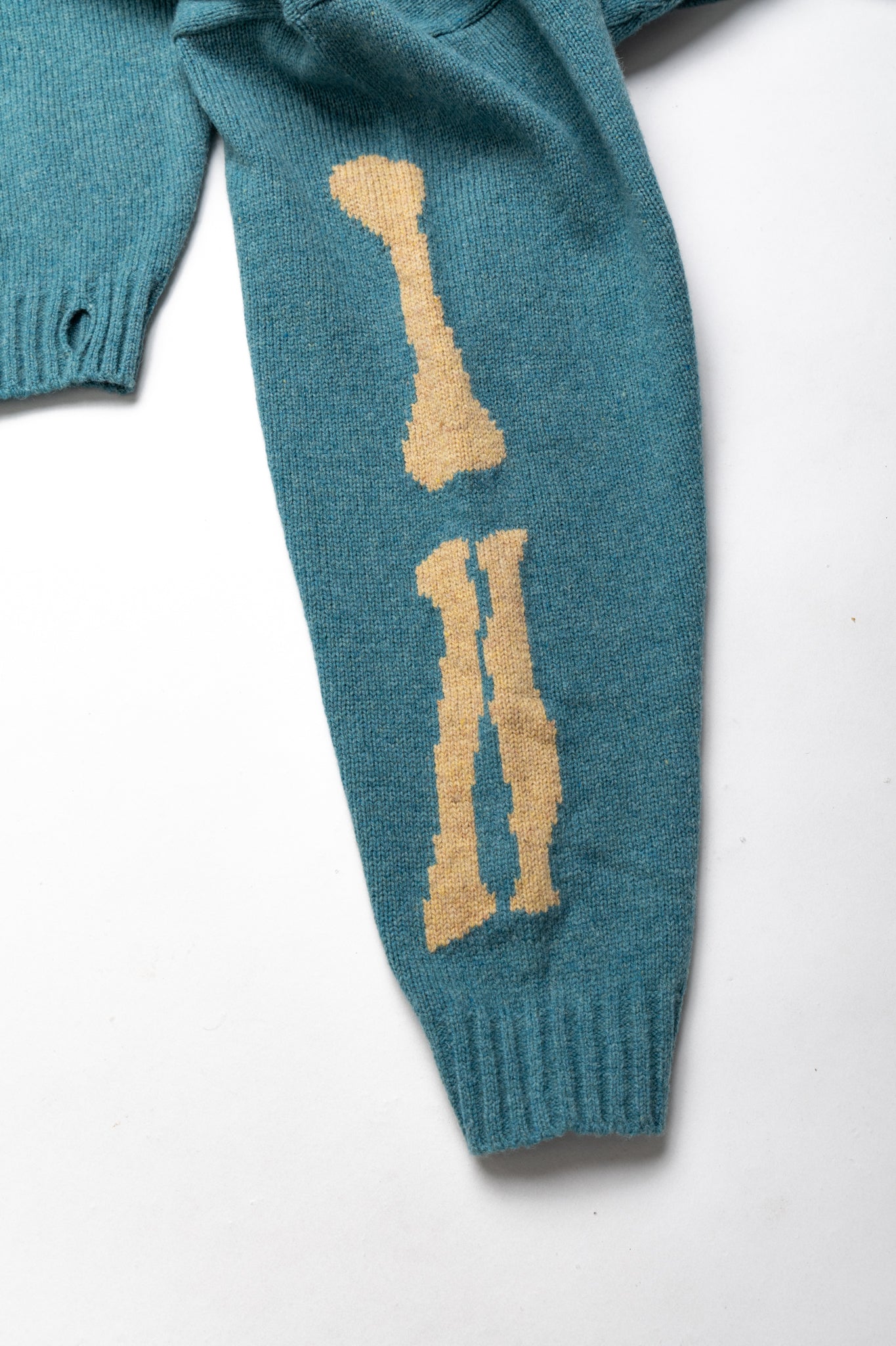 5G Wool BONE Crew Sweater - Sax