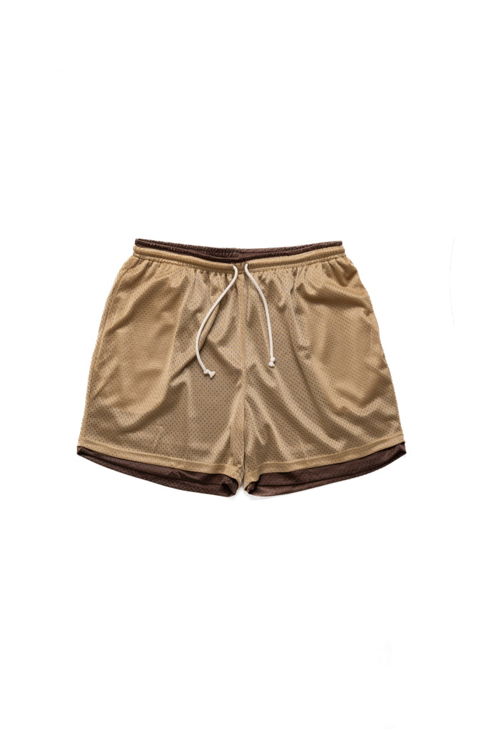 Reversible Mesh Ball Short - Tan & Brown