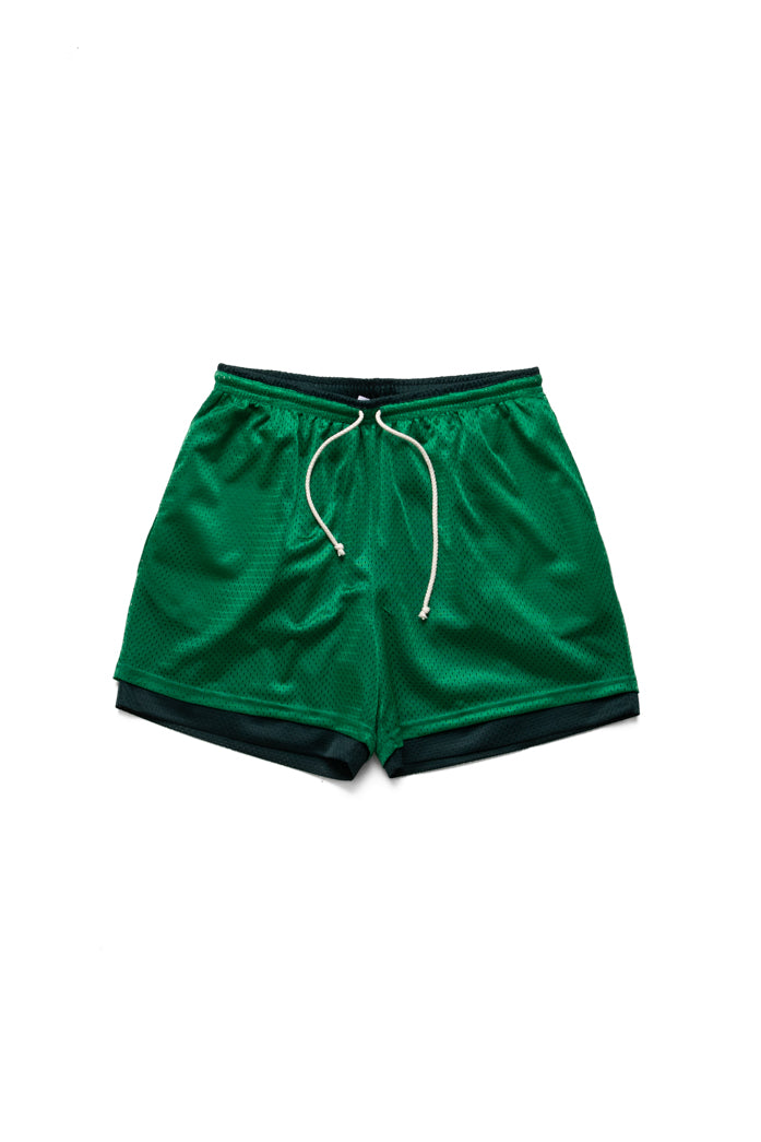 Reversible Mesh Ball Short - Kelly Green & Forest Green