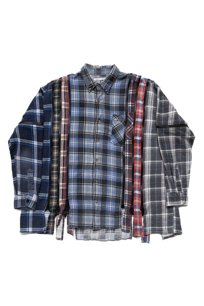 [Rebuild by Needles] Flannel Shirt -> 7 Cuts Zipped Wide Shirt - (1)