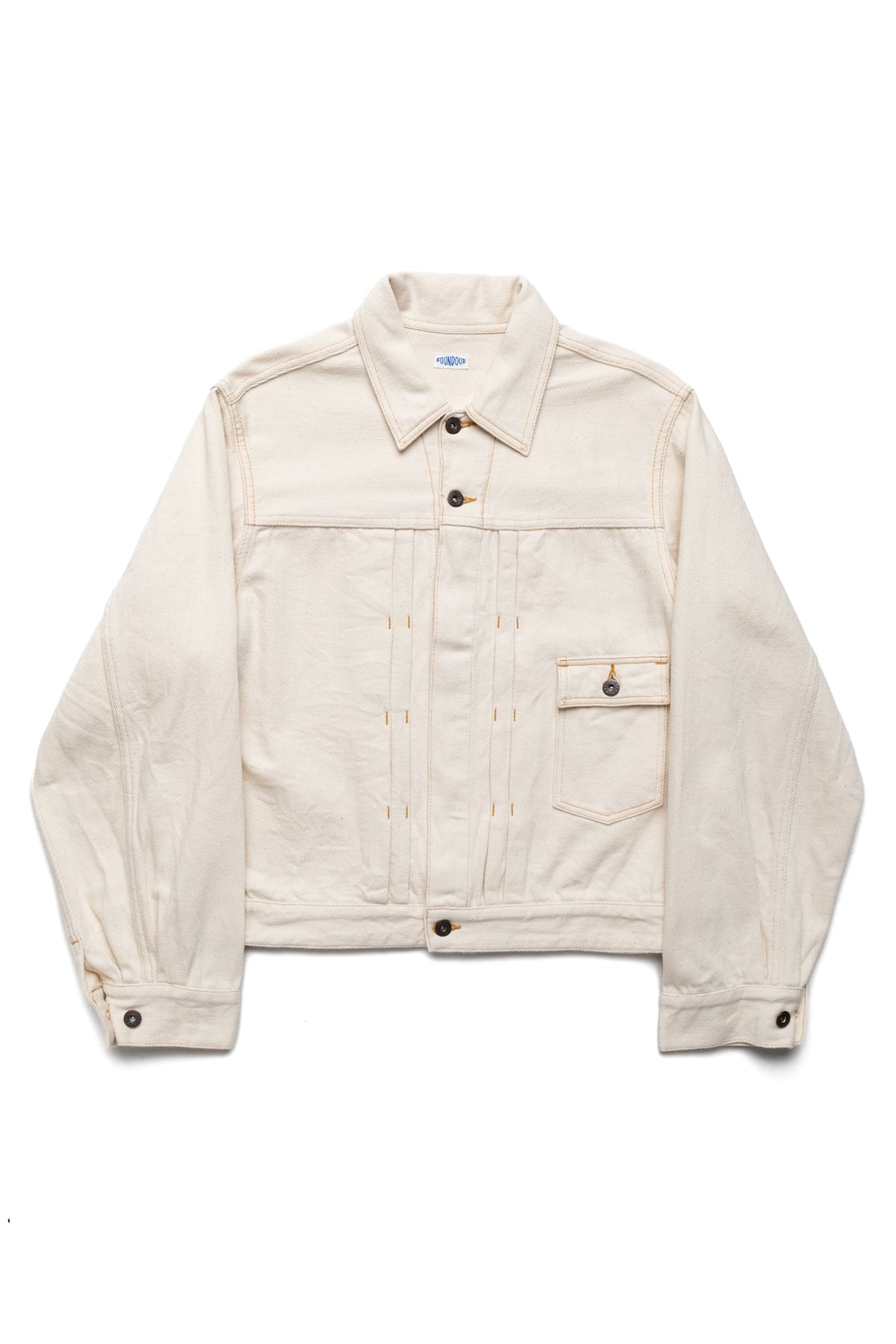 FOUNDOUR Loosely Woven Denim Zip Up Blouson White