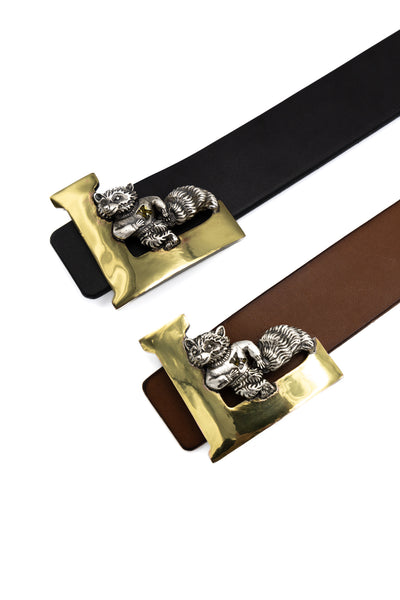 Leather LAUNDRY RACOON Buckle Belt