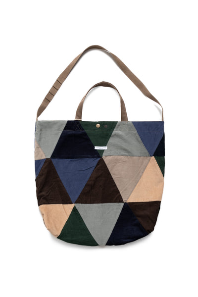 Carry All Tote Corduroy Patchwork - Multi Color Triangle