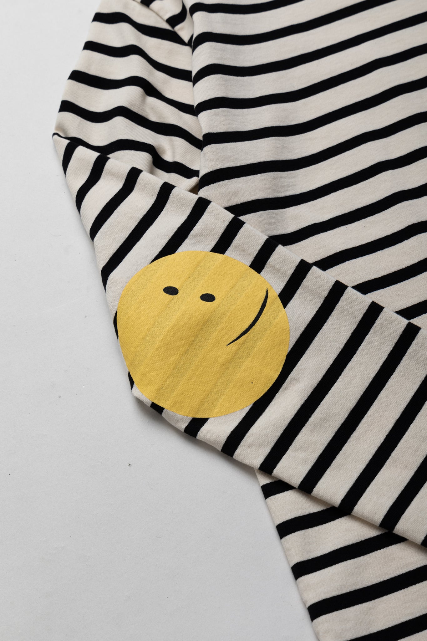 Stripe Jersey Crew Long Sleeve T (RAINBOWY Patch) - Black x Ecru
