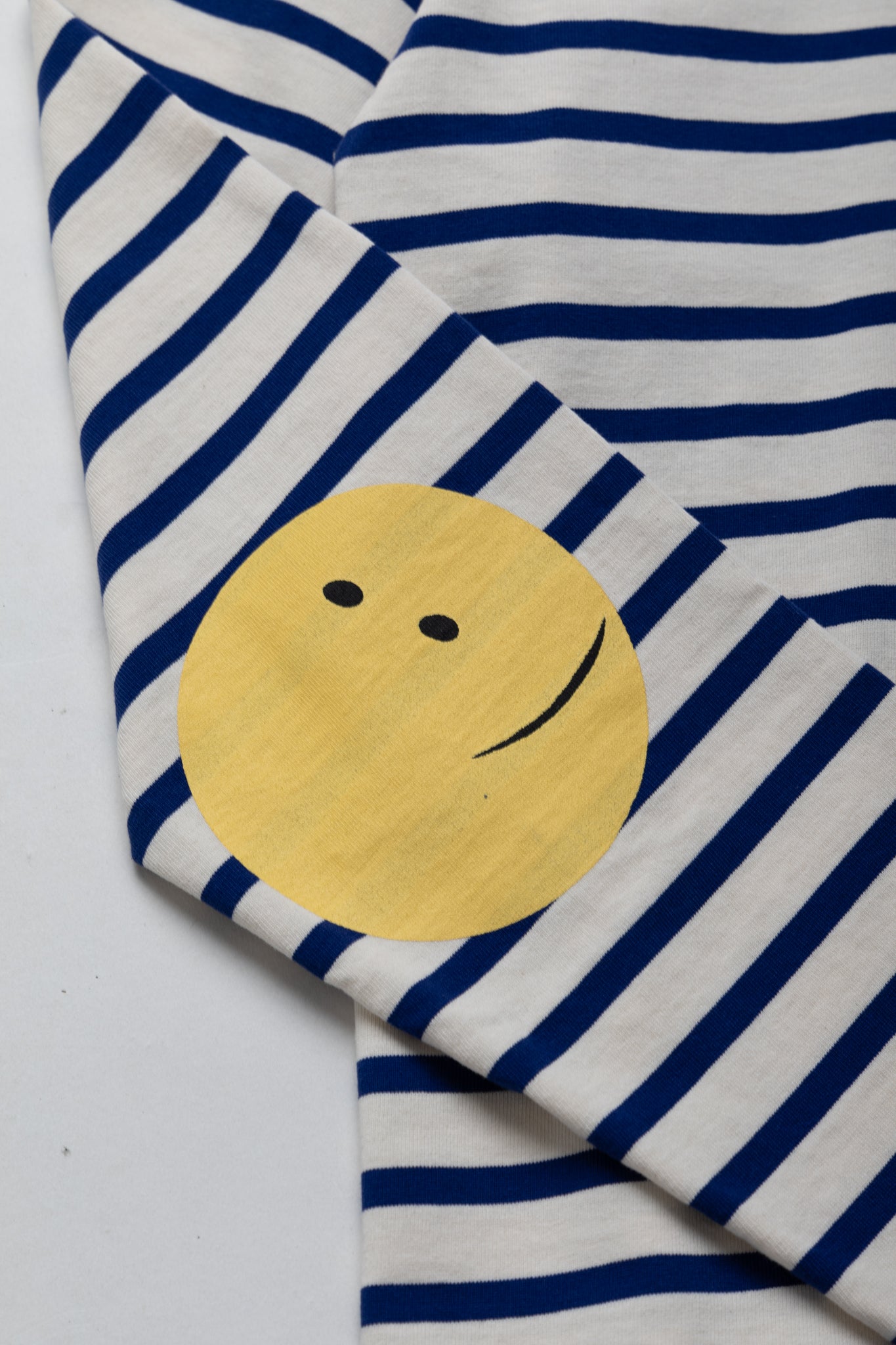 Stripe Jersey Crew Long Sleeve T (RAINBOWY Patch) - Ecru x Blue