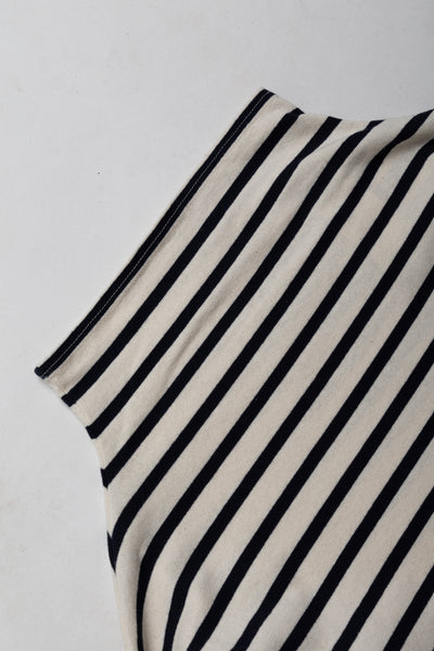 Stripe Jersey Knit GANDHI Long Sleeve T - Ecru x Navy