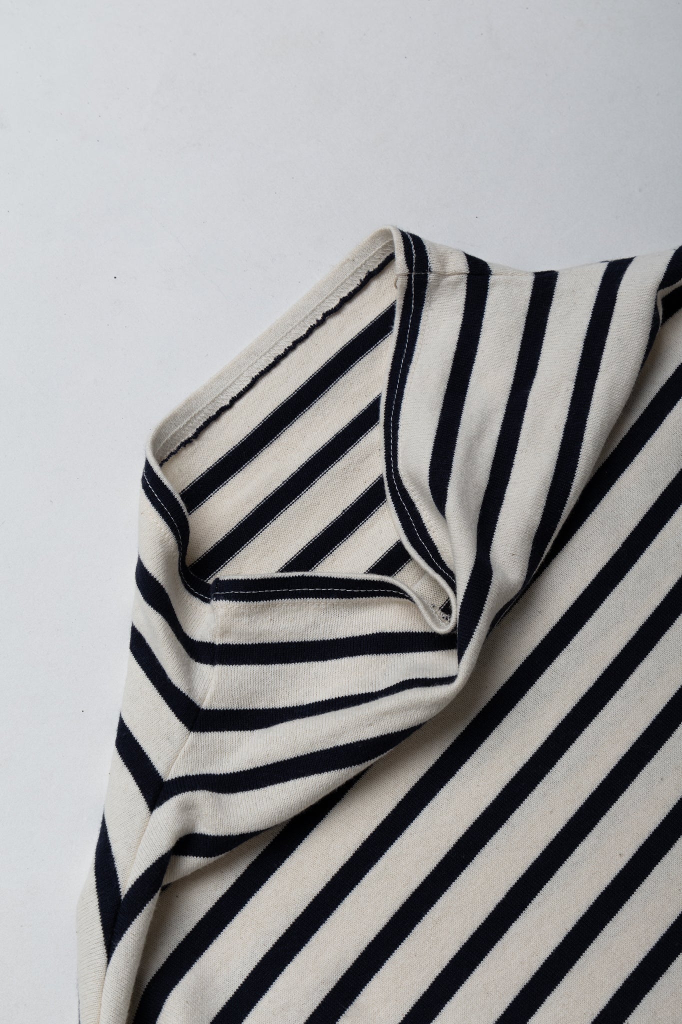 Stripe Jersey Knit GANDHI Long Sleeve T - Ecru x Navy