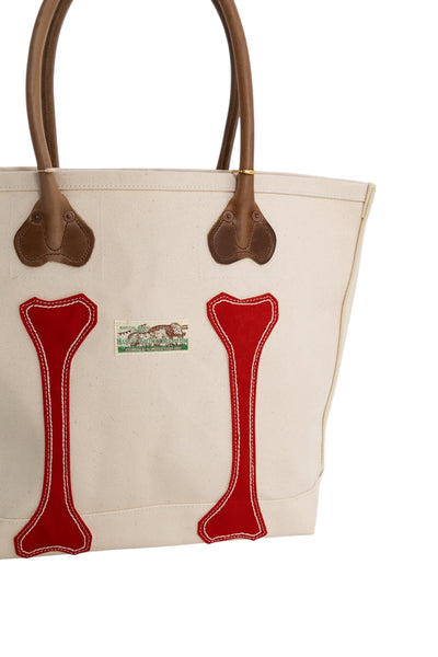 #4 Canvas KOTSU KOTSU TOTE BAG S - Ecru x Red