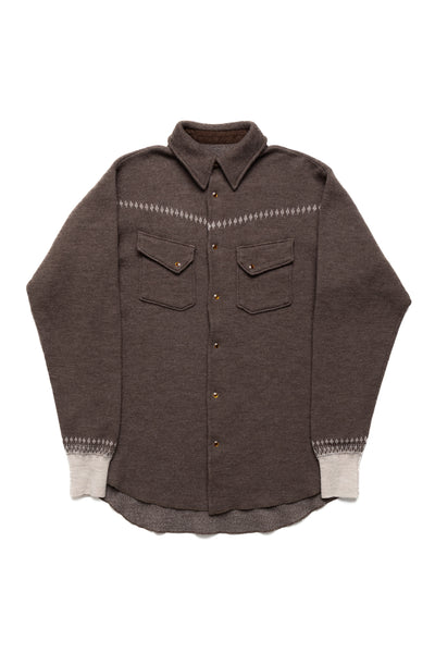 12G Fulling Knit HUSKEY Western Shirt - Brown