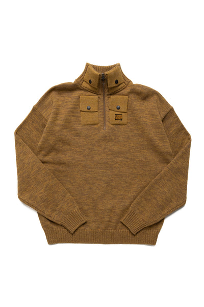 8G Cotton Wool NICKEL "4" Half ZIP Sweater - Gold