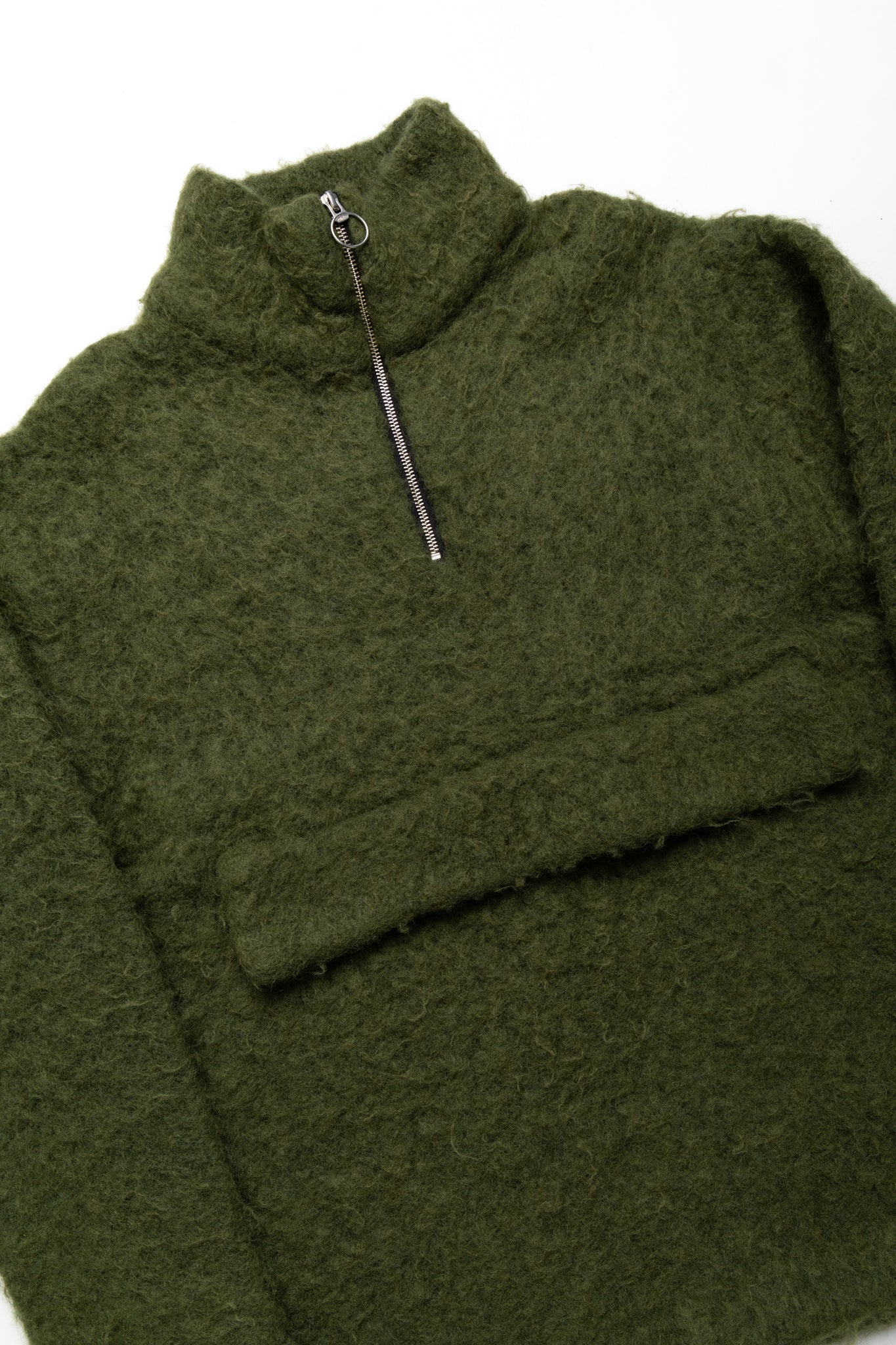 5G Mohair Half ZIP Anorak - Green