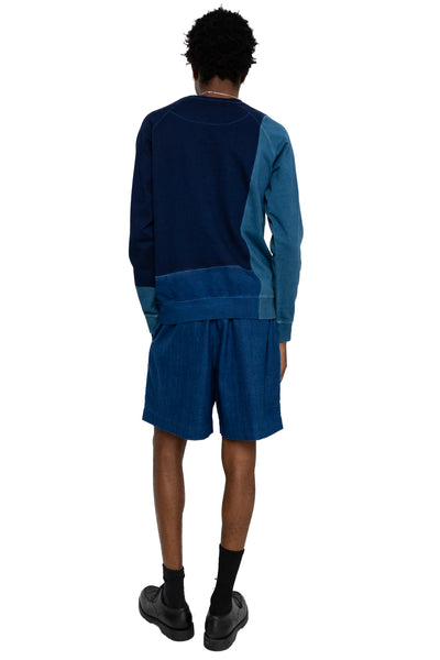 Shade Of Indigo Patchwork Cotton Sweatshirt