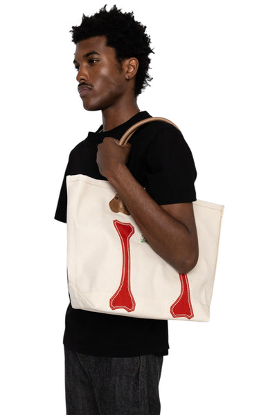 #4 Canvas KOTSU KOTSU TOTE BAG S - Ecru x Red