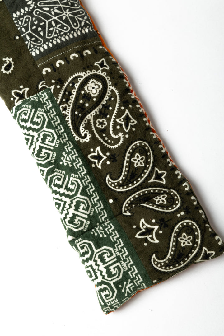 Kapital Flannel Reversible Bandana KESA Scarf - Khaki x Orange