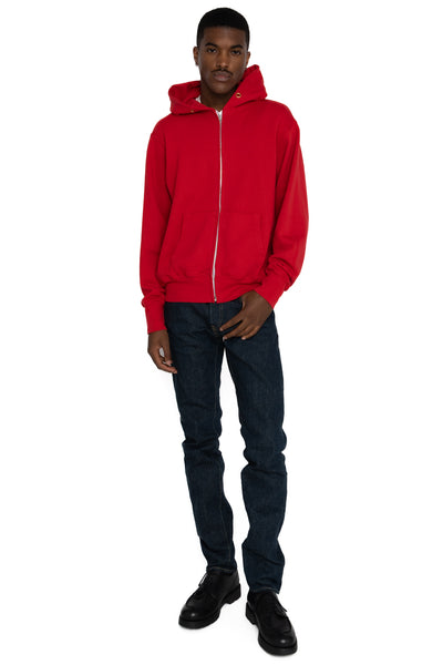 Cropped Zip Hoodie - Crimson