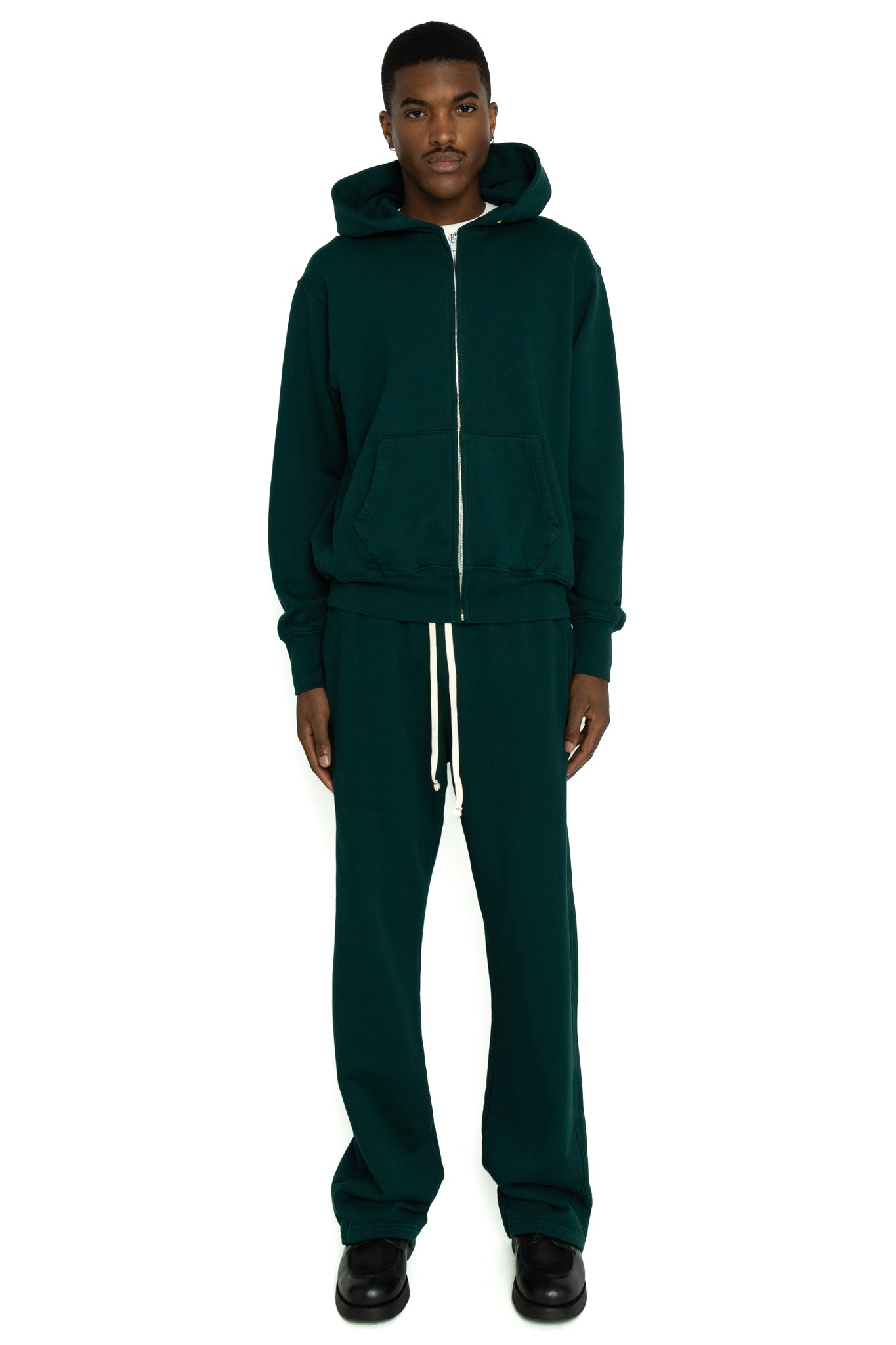 Cropped Zip Hoodie - Emerald