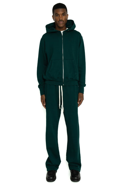 Cropped Zip Hoodie - Emerald