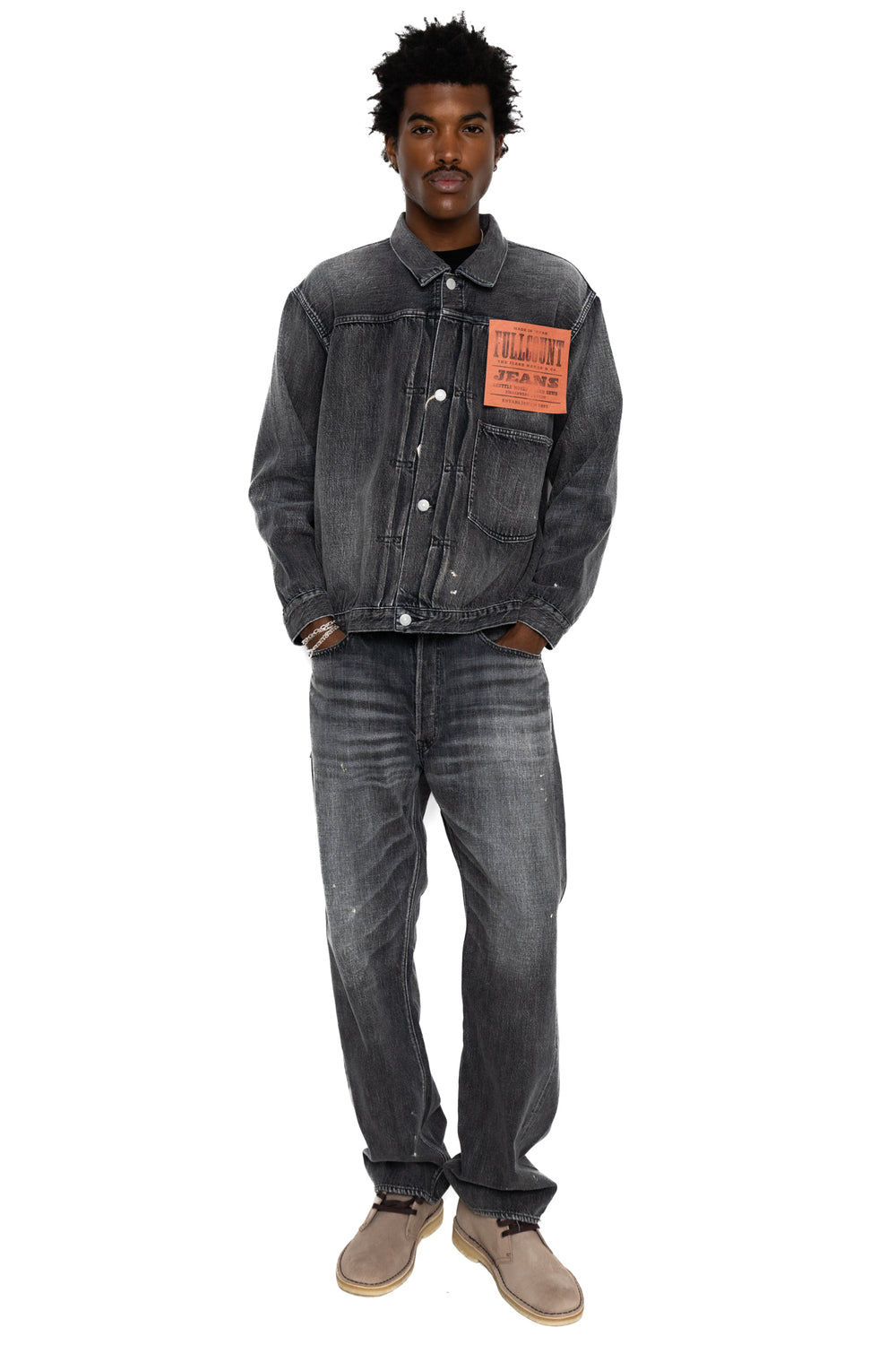 【BAON】23FW★ [BAONHAUS] Biltzko cut washed black denim pt Denim Super Straight Cut Wolf Billionaire