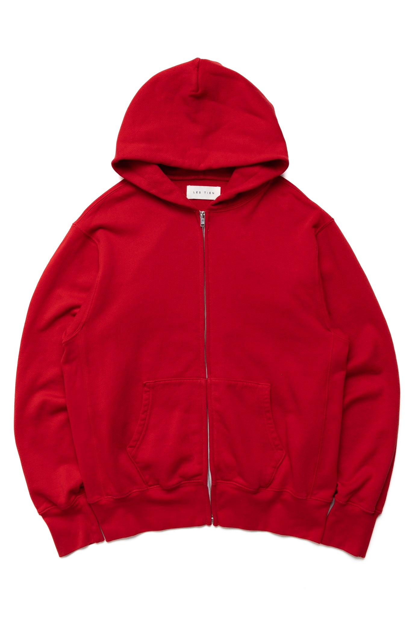 Cropped Zip Hoodie - Crimson