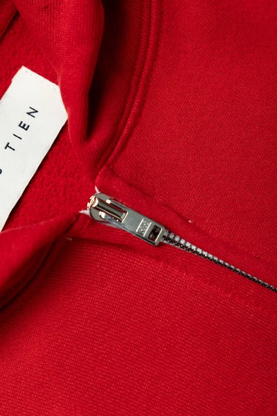 Cropped Zip Hoodie - Crimson