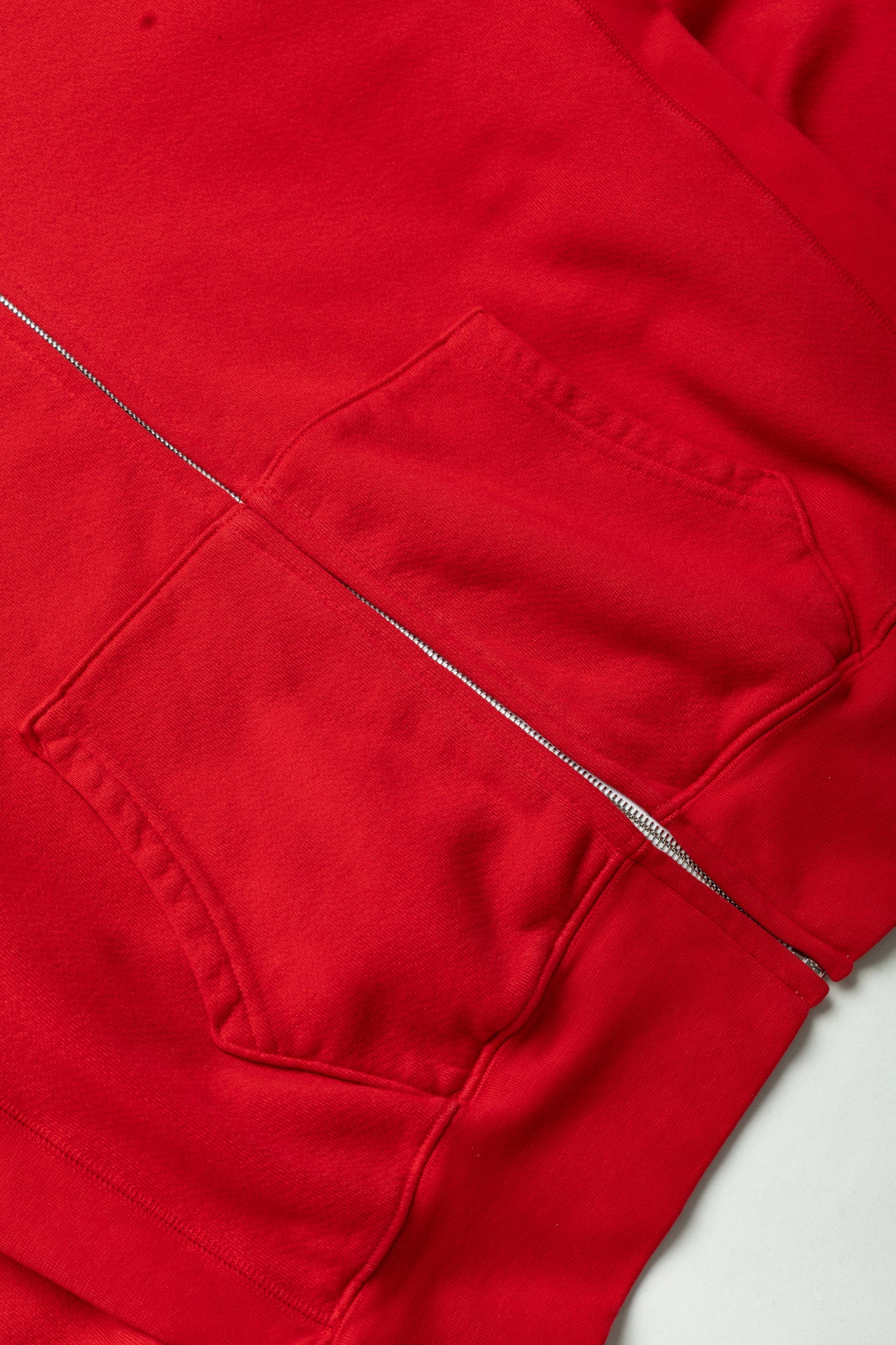 Cropped Zip Hoodie - Crimson