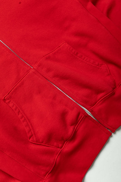 Cropped Zip Hoodie - Crimson