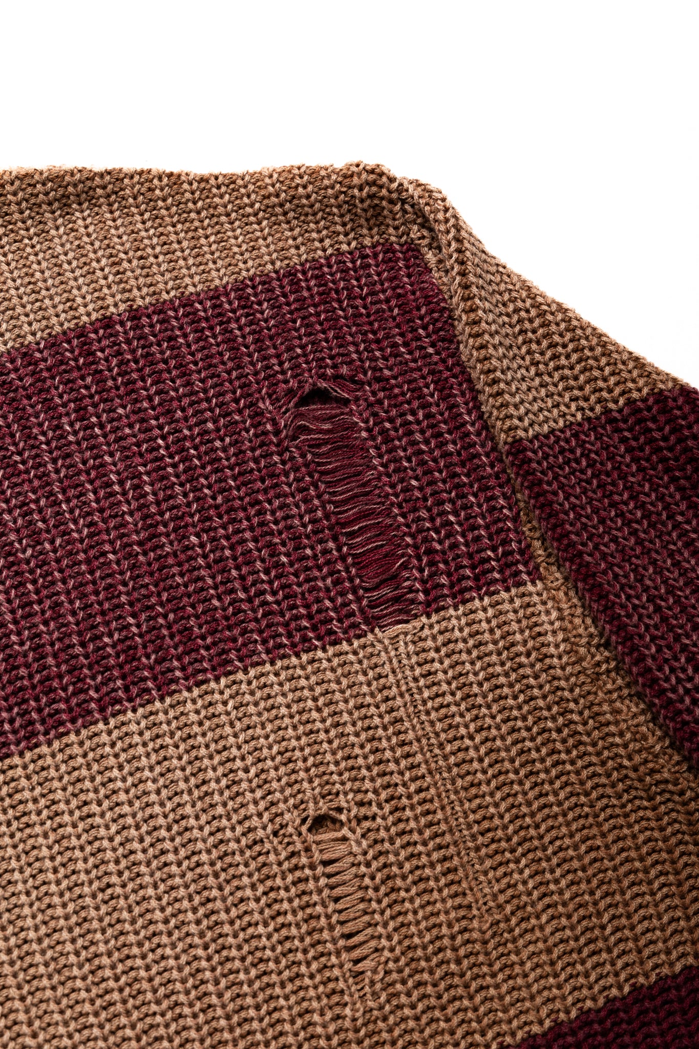 5G Cotton Knit RUGGER Shirt - Brown x Burgundy