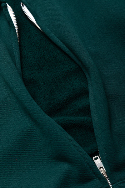 Cropped Zip Hoodie - Emerald