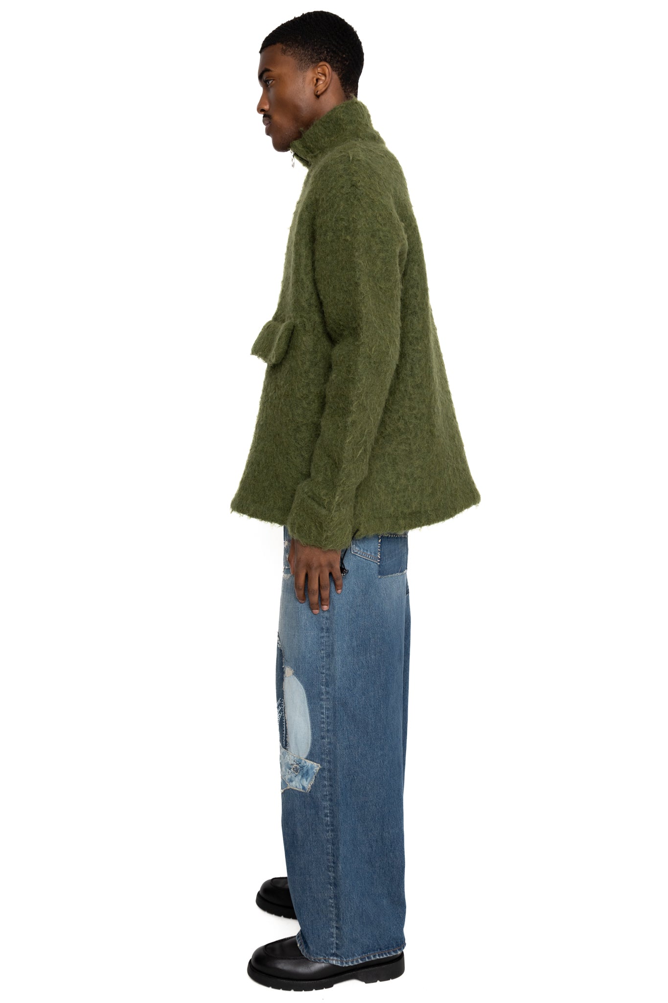 5G Mohair Half ZIP Anorak - Green