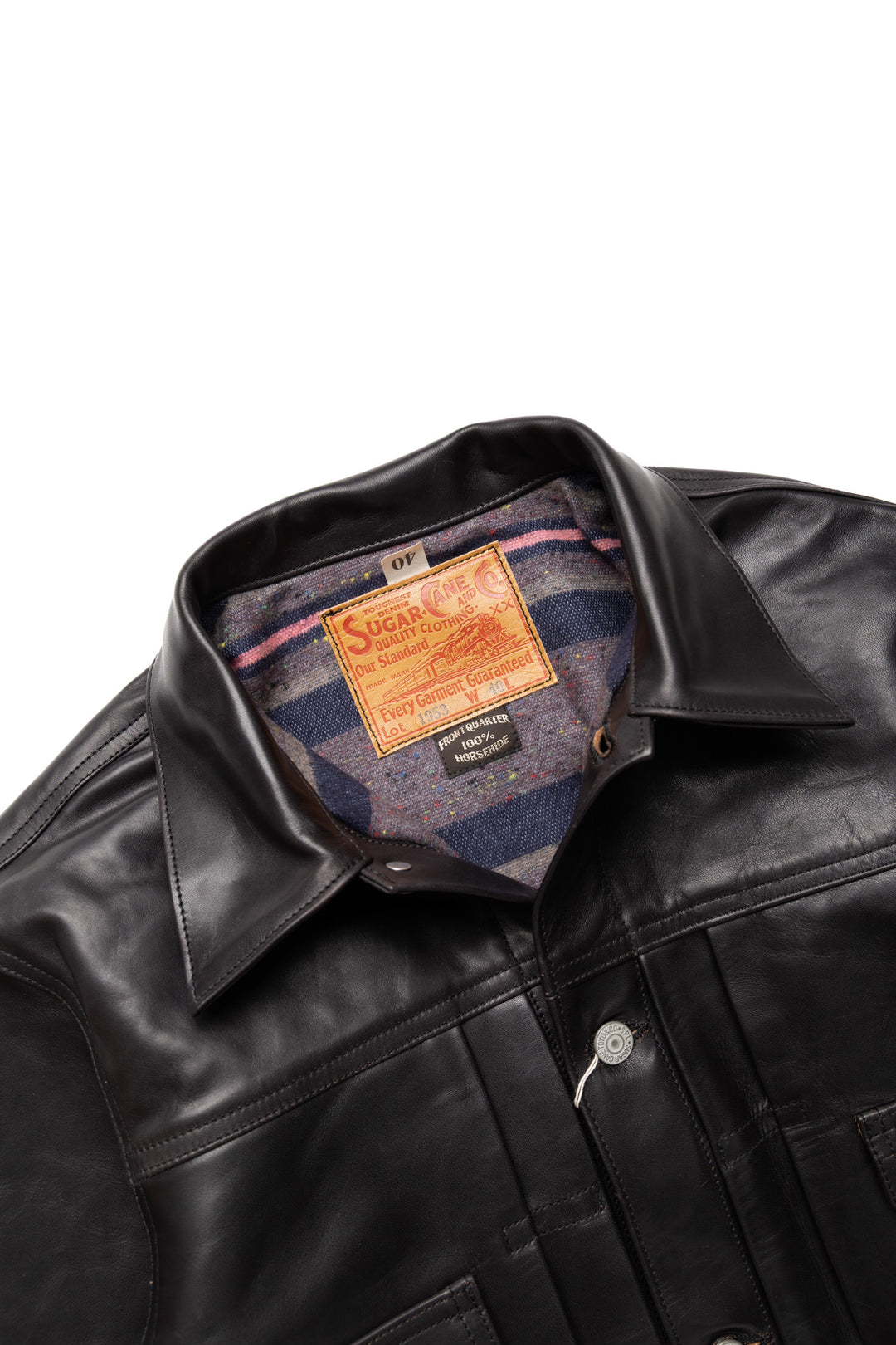 ジャケット・アウター NO,NO,YES! LEATHER JACKET HORSE-HIDE BLK Sugar Cane Black Horsehide Leather Jacket 1953 Model - Black