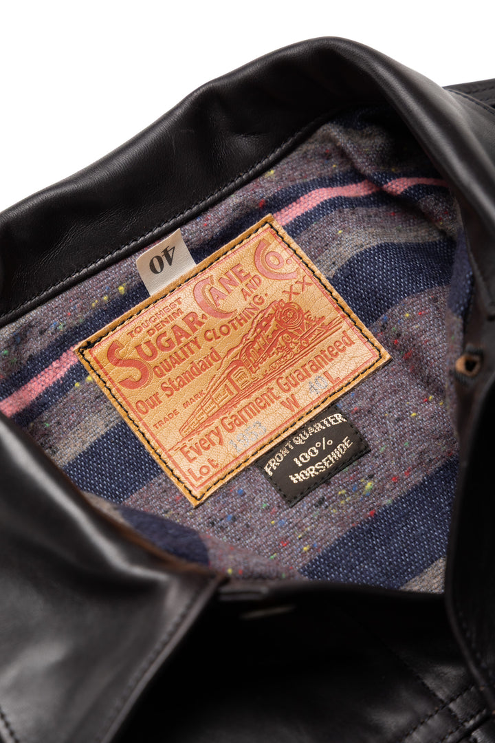 Sugar Cane Black Horsehide Leather Jacket 1953 Model - Black