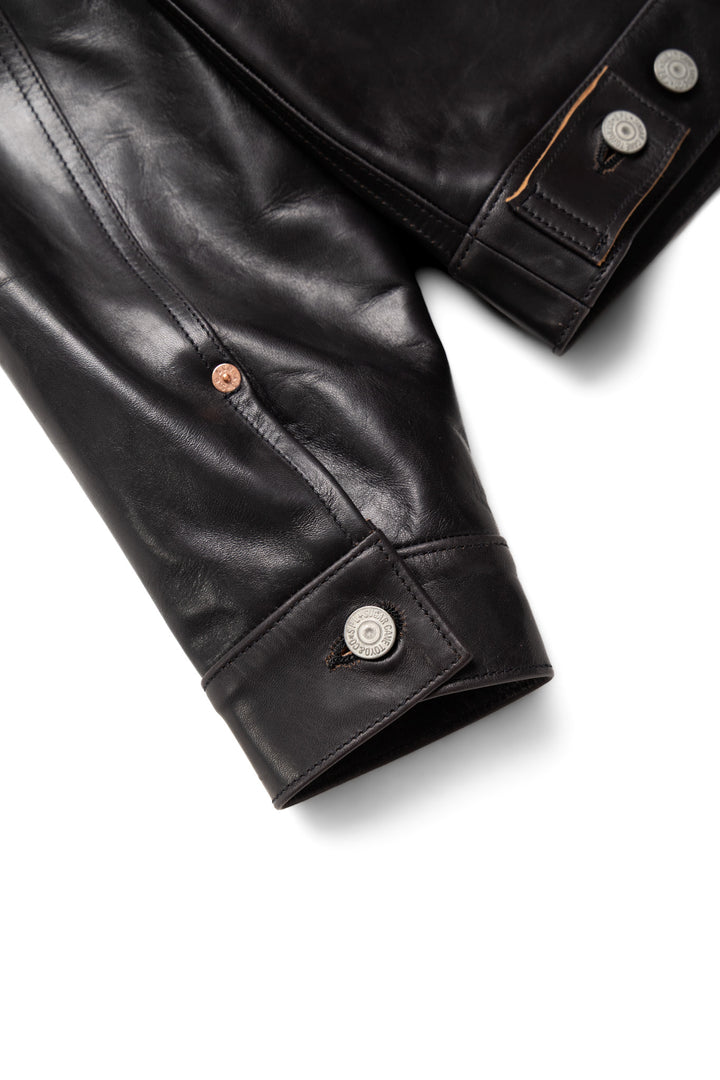 Sugar Cane Black Horsehide Leather Jacket 1953 Model - Black