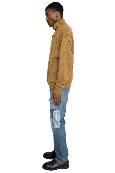 8G Cotton Wool NICKEL "4" Half ZIP Sweater - Gold