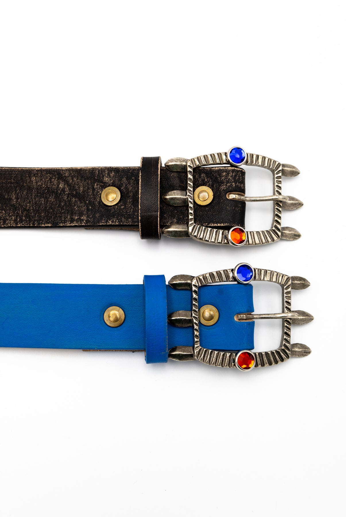 Crystal Studded Metal Spike Leather Belt – Nikko Blu Boutique