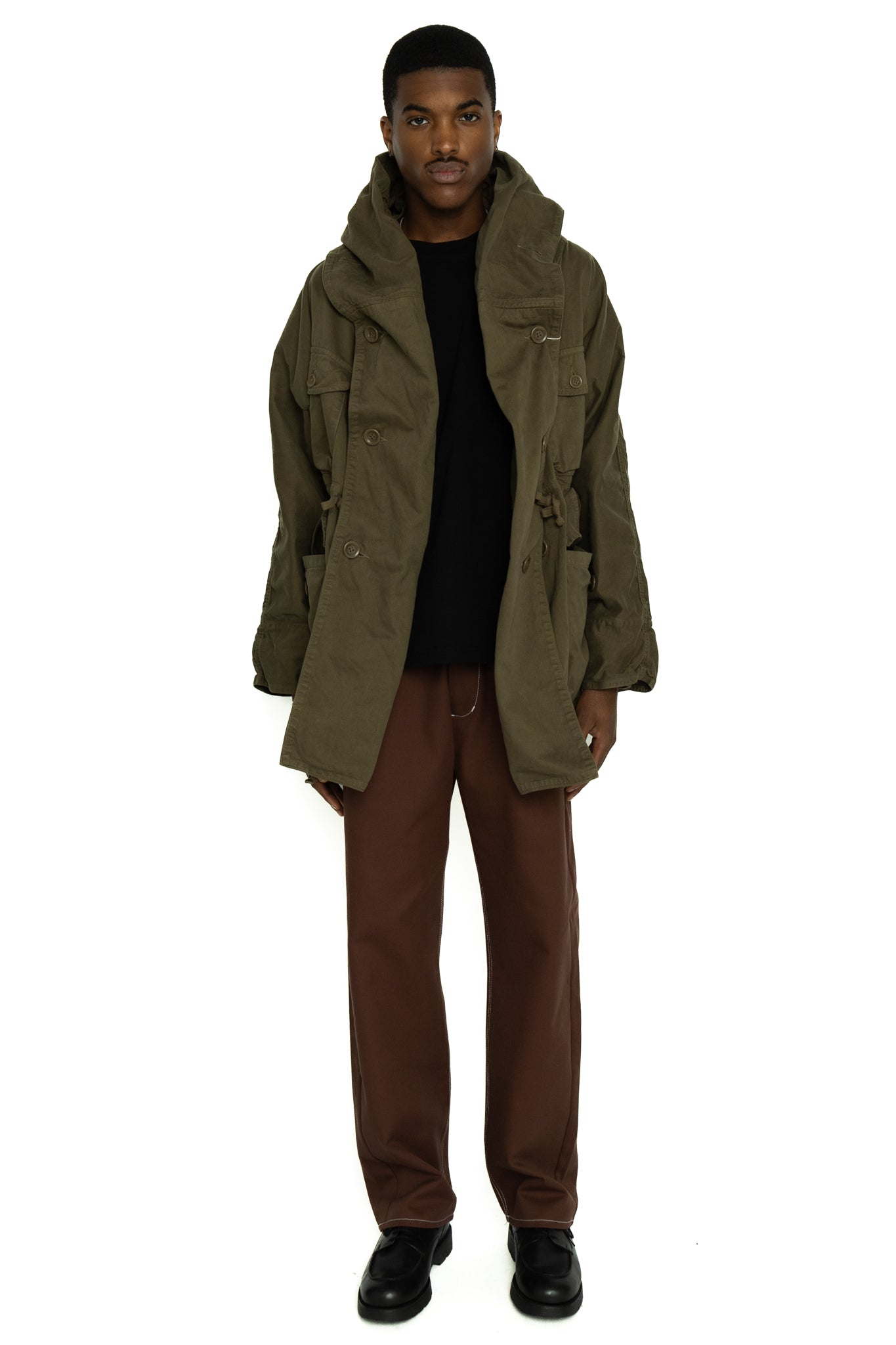 Katsuragi Cotton Ring Coat - Khaki