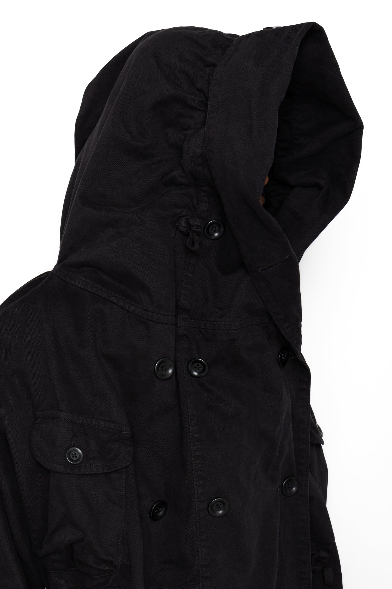 Katsuragi Cotton Ring Coat - Black