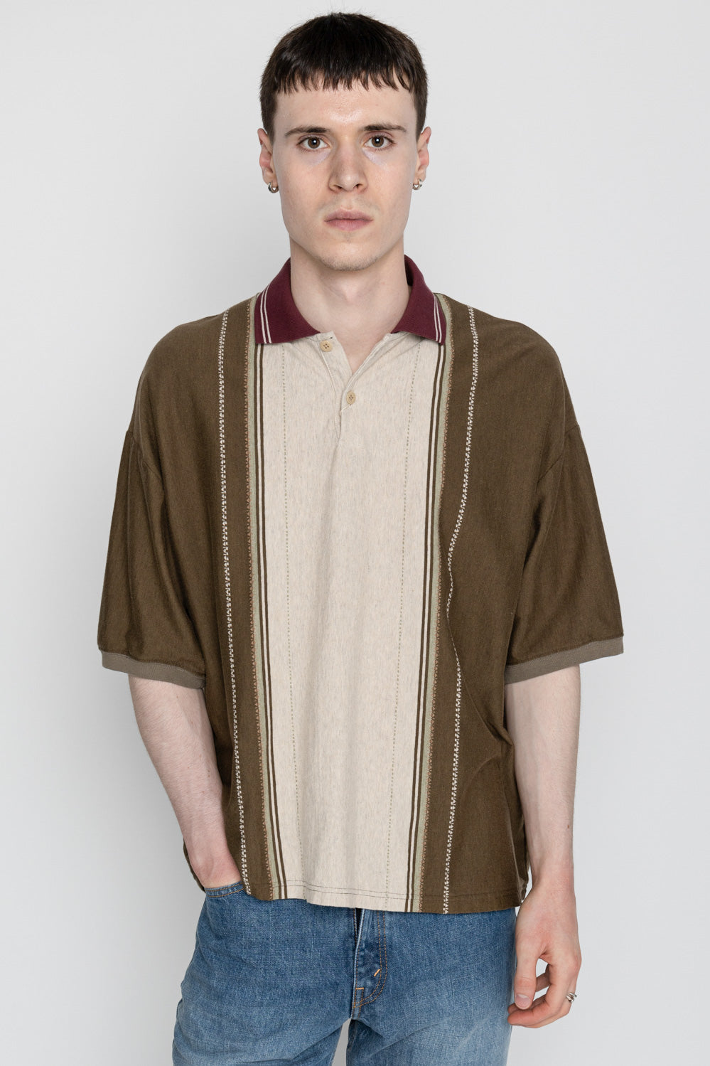 TEQUILA Jacquard Jersey BOX Polo - Brown