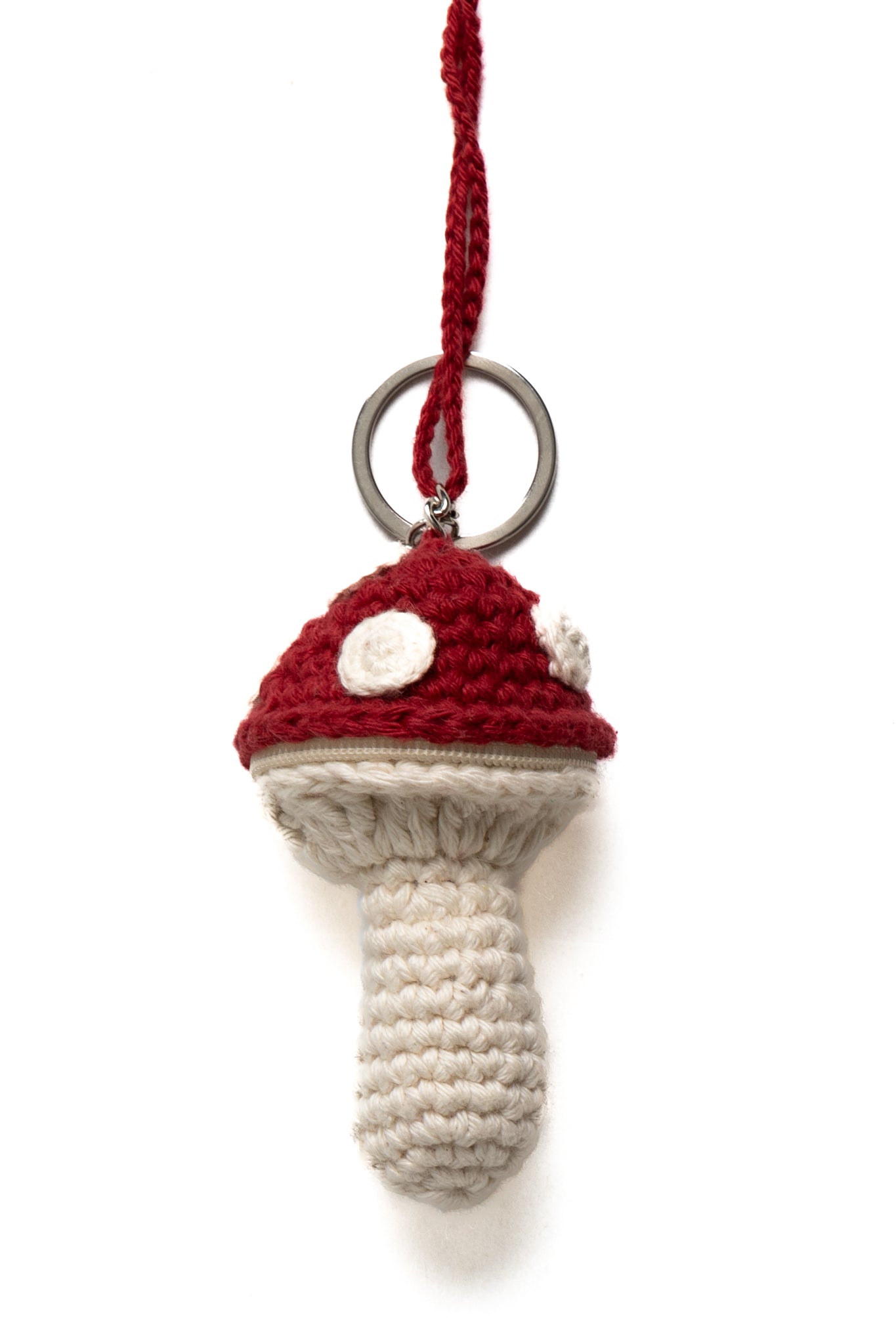 Small Mushroom Keychain Necklace - Red