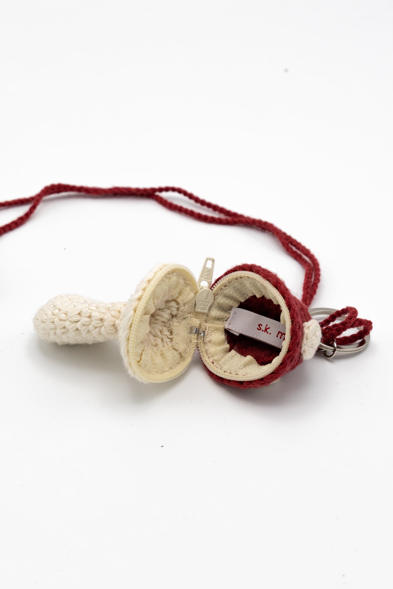 Small Mushroom Keychain Necklace - Red
