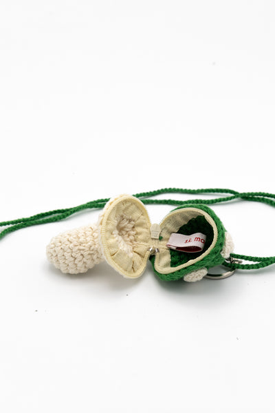 Small Mushroom Keychain Necklace - Green
