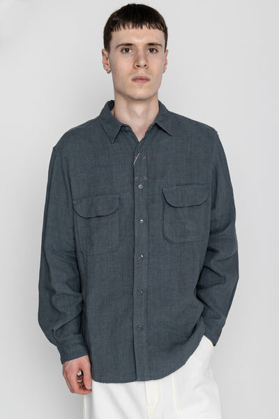 Linen CLIP Shirt - Blue Grey