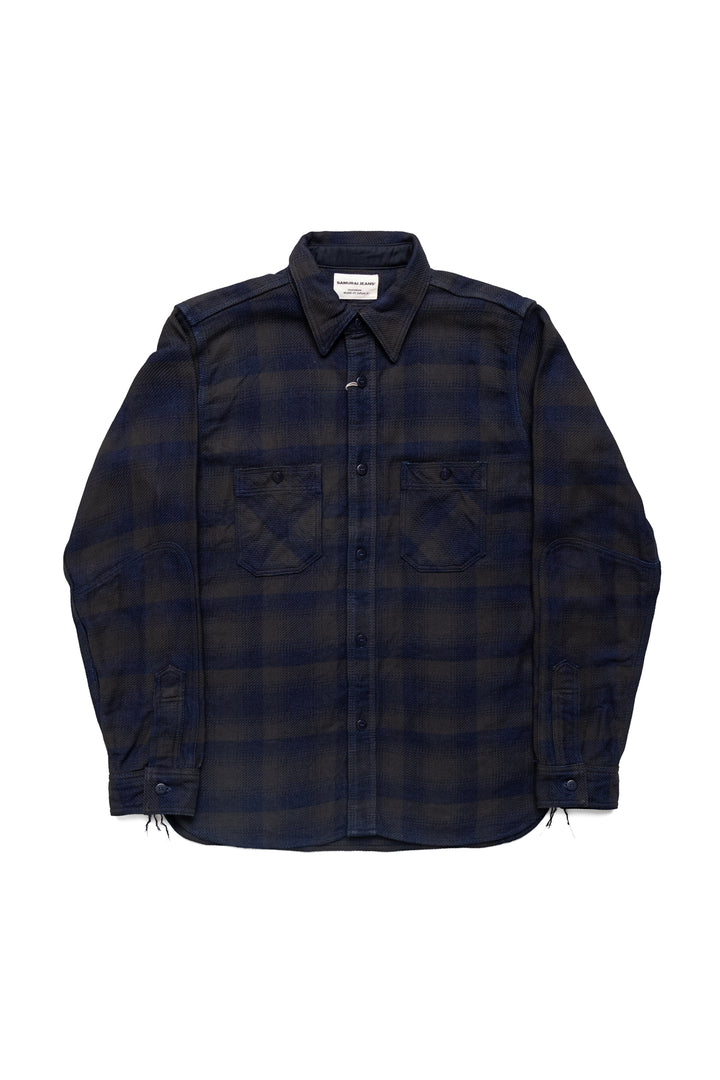 Samurai Jeans Rope Dyed Indigo Heavy Flannel Work Shirt