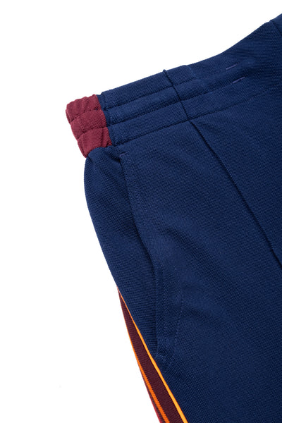 Wide Leg Track Pant - Navy/Burgundy