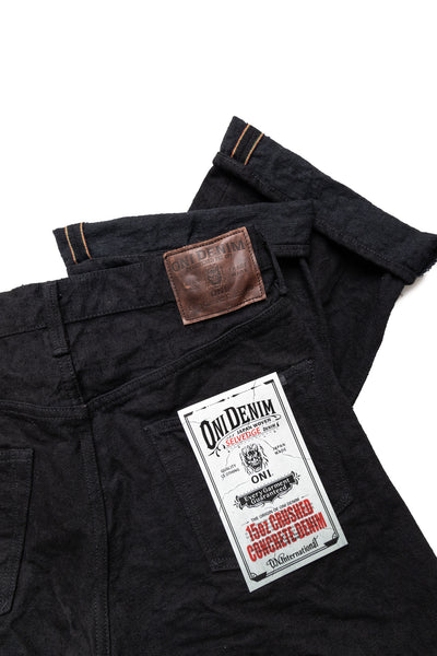 200-CCD-BKBK 15oz Crushed Concrete Denim Wide Straight - Black x Black