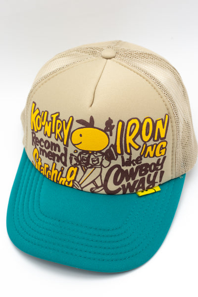 CONEYCOWBOWY Trucker Cap - Beige x Turquoise